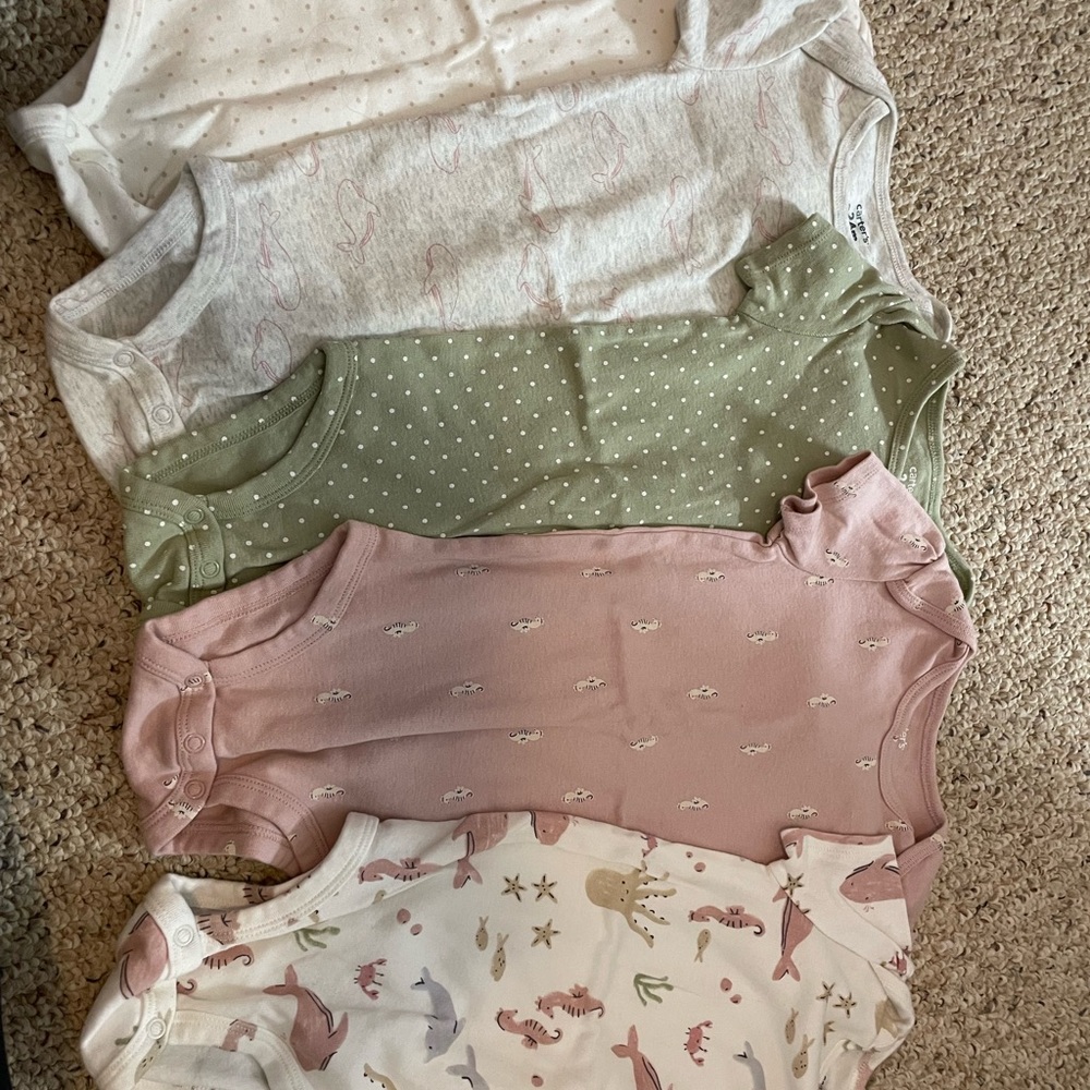 Carter's Assorted Bodysuits - Green, Pink, White